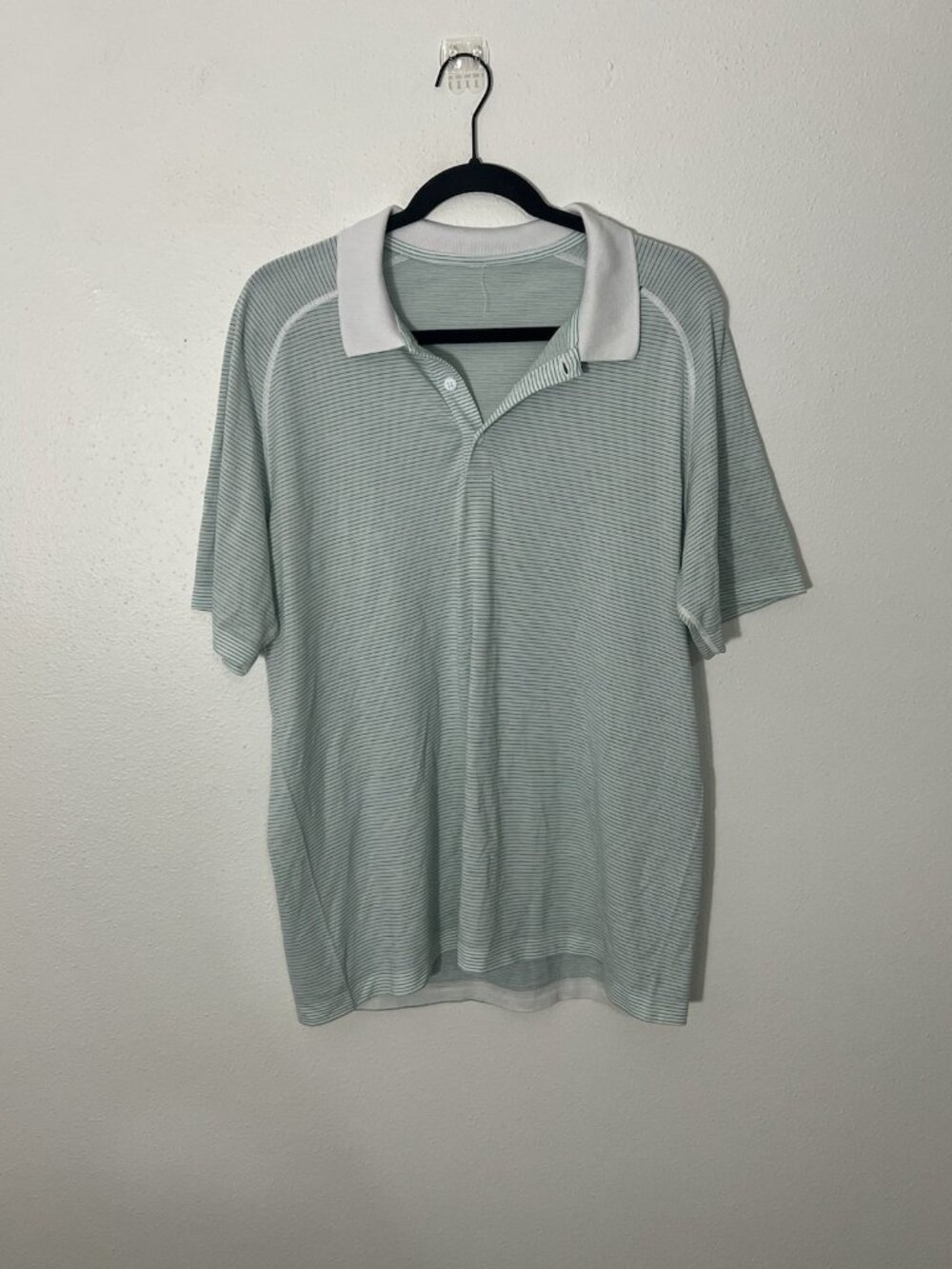 Lululemon Men’s Green Blue Striped Performance Polo Size XL